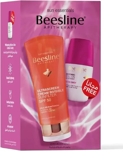 [D0234] BEESLINE(ULTRASCREEN INVISIBLE SUNFILTER (SPF50+) CR 50M +ROLL ON ELDER ROSE 50M)OFFER