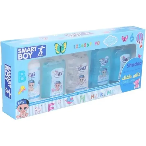 [D5904] مجموعة العناية بالطفل من سمارت بوي (سائل استحمام +شامبو+زيت+كلونيا+بودرة) ازرق