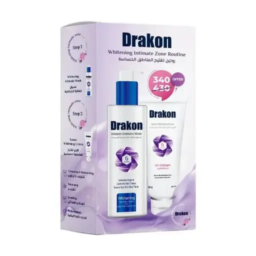 [D12459] دراكون روتين تفتيح المناطق الحساسة عبوة 2ق (م.عرق اسبراي+غسول فوم) (فريش)